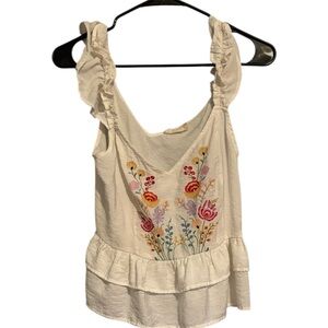 Altar'd State Floral Embroidered Cream Blouse